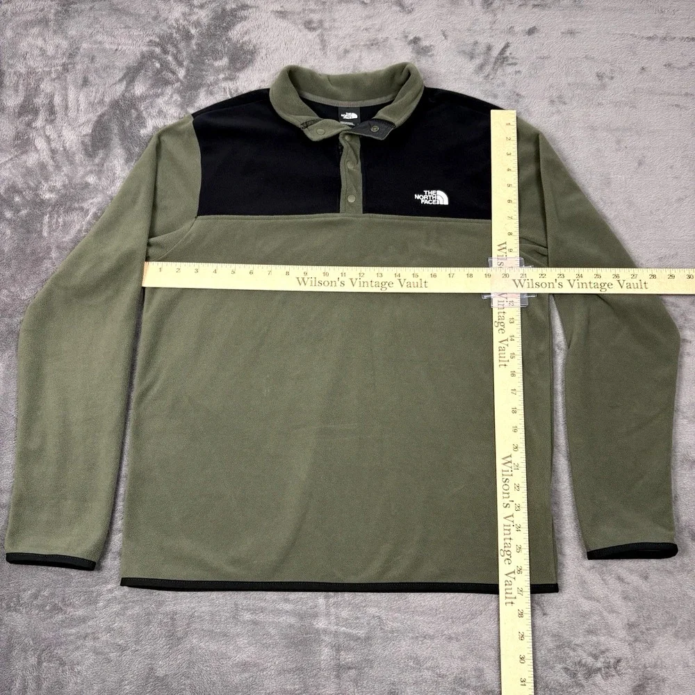The North Face TKA Glacier Snap Neck Pullover Fleece Men Large Taupe Green Black